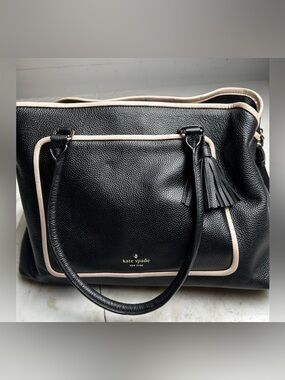 kate spade Black Tote with Cream Trim and Tassel